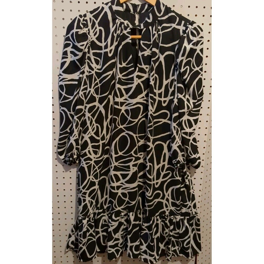 Ny&C New York Company Black White Dress Medium Geometric